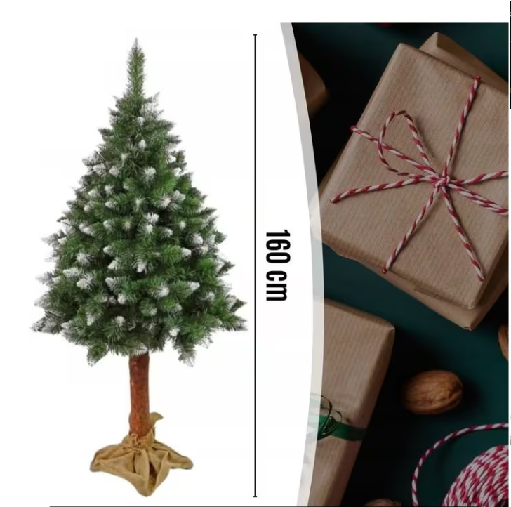 CHOINKA SZTUCZNA NA ŻYWYM PNIU DIAMENTOWA GĘSTA ŁADNA ŚWIĄTECZNA 160 CM