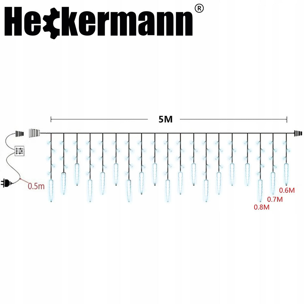 LAMPKI ZEWNĘTRZNE I WEWNĘTRZNE ŚWIĄTECZNE SOPLE 216 LED Z EFEKTEM ŚWIATEŁKA