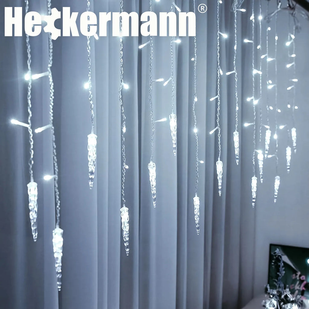 LAMPKI ZEWNĘTRZNE I WEWNĘTRZNE ŚWIĄTECZNE SOPLE 216 LED Z EFEKTEM ŚWIATEŁKA