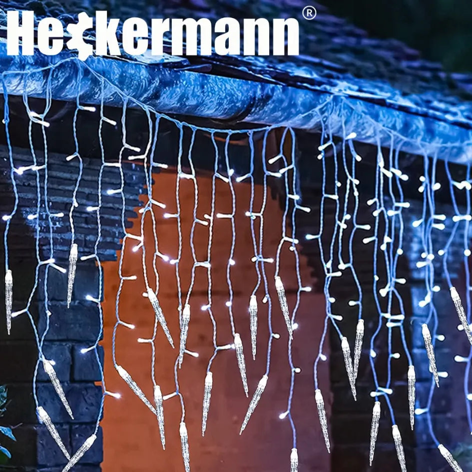 LAMPKI ZEWNĘTRZNE I WEWNĘTRZNE ŚWIĄTECZNE SOPLE 216 LED Z EFEKTEM ŚWIATEŁKA