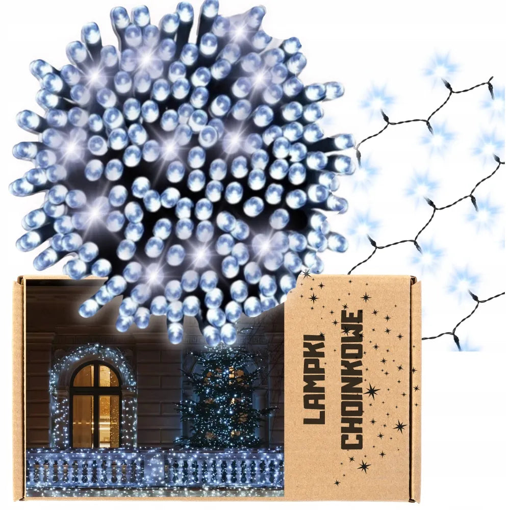 LAMPKI CHOINKOWE ŚWIATEŁKA CHOINKĘ ŚWIĄTECZNE 300 LED EFEKTEM FLASH ZIMNE