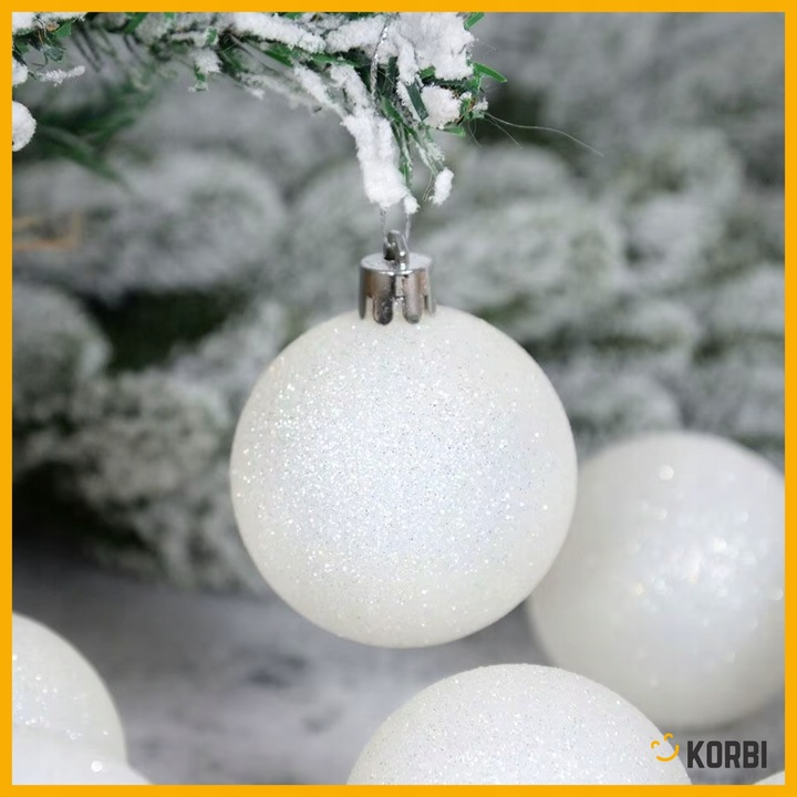 BOMBKI CHOINKOWE ZESTAW MIX WZORÓW ŚWIĄTECZNE BIAŁE WZORY XXL 100SZT